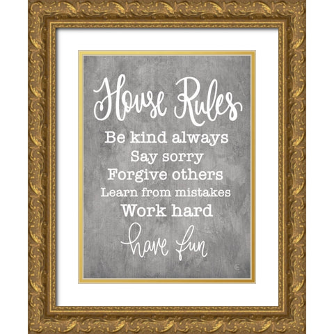 House Rules Gold Ornate Wood Framed Art Print with Double Matting by Fearfully Made Creations