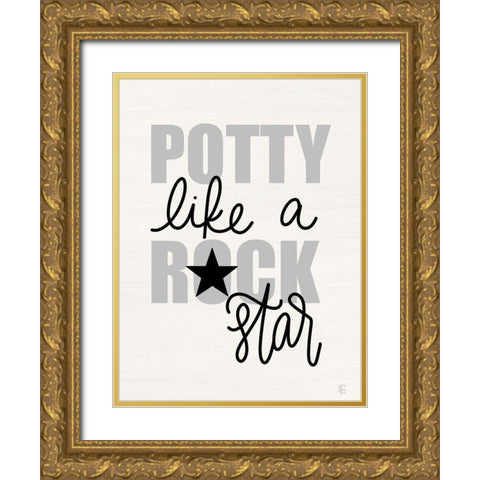 Potty Like a Rockstar Gold Ornate Wood Framed Art Print with Double Matting by Fearfully Made Creations