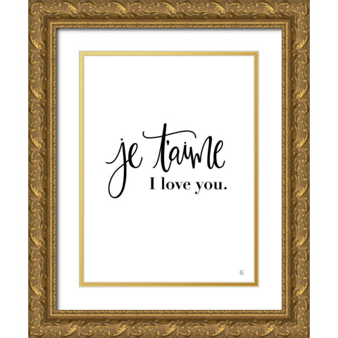 French I Love You Gold Ornate Wood Framed Art Print with Double Matting by Fearfully Made Creations