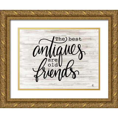 Antique Friends Gold Ornate Wood Framed Art Print with Double Matting by Fearfully Made Creations