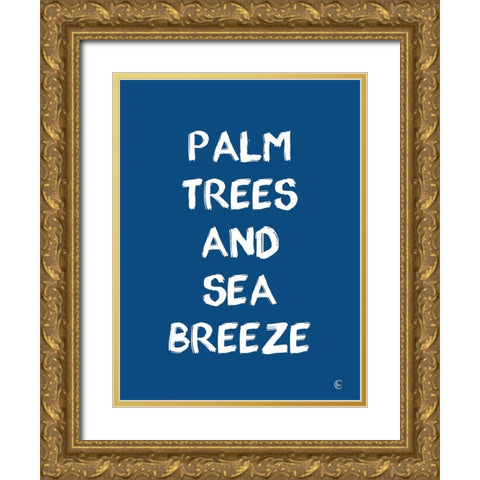 Palm Trees and Sea Breeze Gold Ornate Wood Framed Art Print with Double Matting by Fearfully Made Creations