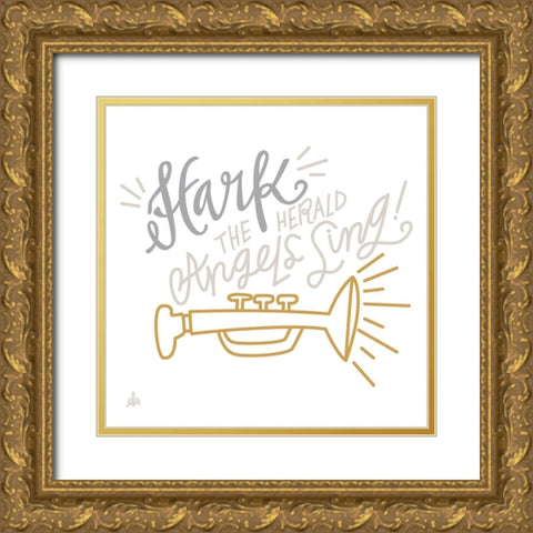 Hark the Herald Angels Sing    Gold Ornate Wood Framed Art Print with Double Matting by Barrett, Erin