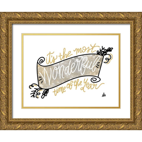 Most Wonderful Time of the Year Gold Ornate Wood Framed Art Print with Double Matting by Barrett, Erin