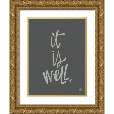 It is Well Gold Ornate Wood Framed Art Print with Double Matting by Barrett, Erin