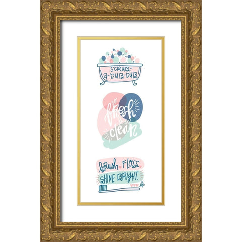 Bath Combo Gold Ornate Wood Framed Art Print with Double Matting by Barrett, Erin