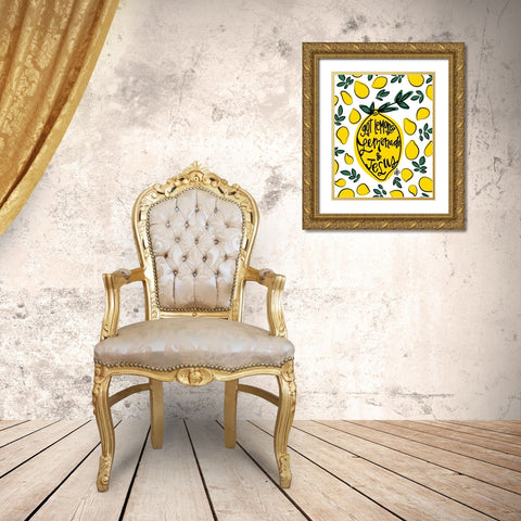 Lemonade and Jesus Gold Ornate Wood Framed Art Print with Double Matting by Barrett, Erin