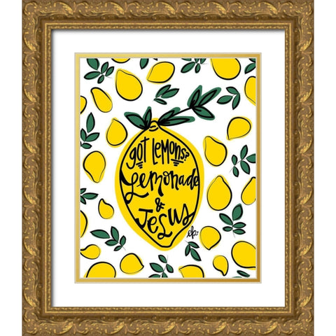 Lemonade and Jesus Gold Ornate Wood Framed Art Print with Double Matting by Barrett, Erin