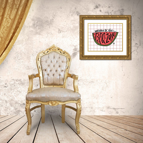 BBQ Zone Gold Ornate Wood Framed Art Print with Double Matting by Barrett, Erin