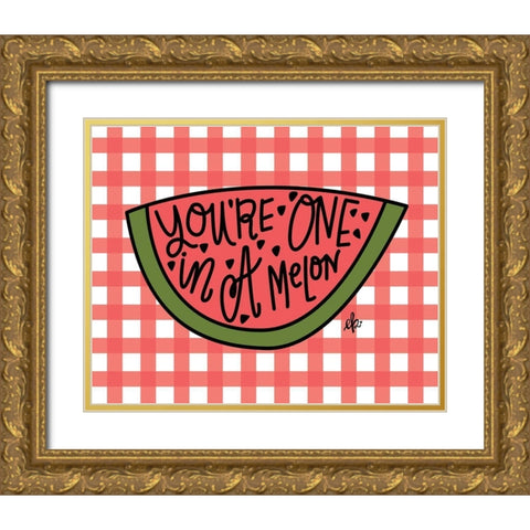 Youre One in a Melon Gold Ornate Wood Framed Art Print with Double Matting by Barrett, Erin