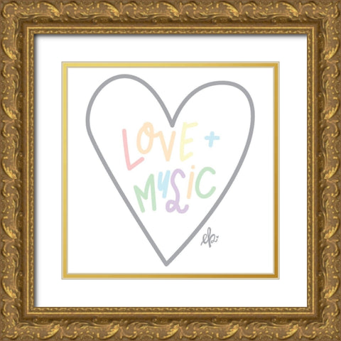 Love and Music  Gold Ornate Wood Framed Art Print with Double Matting by Barrett, Erin