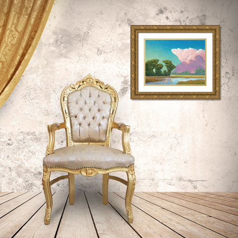 Seasons of Green and Gold Gold Ornate Wood Framed Art Print with Double Matting by Hawkins, William