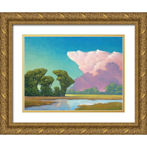 Seasons of Green and Gold Gold Ornate Wood Framed Art Print with Double Matting by Hawkins, William