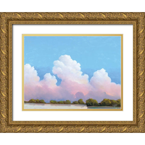 River and Sky Meet The Clouds Gold Ornate Wood Framed Art Print with Double Matting by Hawkins, William