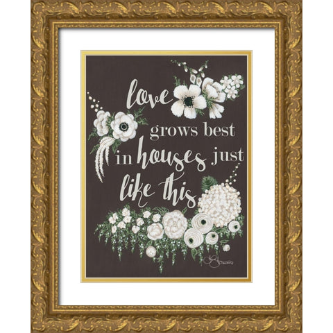 Love Grows Gold Ornate Wood Framed Art Print with Double Matting by Hollihocks Art