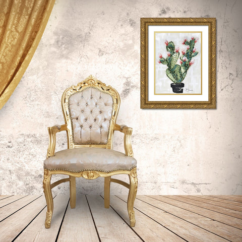 Cactus Gold Ornate Wood Framed Art Print with Double Matting by Hollihocks Art