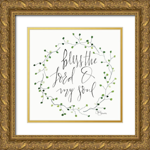 Bless the Lord Gold Ornate Wood Framed Art Print with Double Matting by Hollihocks Art
