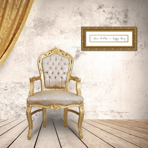 Love Builds a Happy Home Gold Ornate Wood Framed Art Print with Double Matting by Hollihocks Art