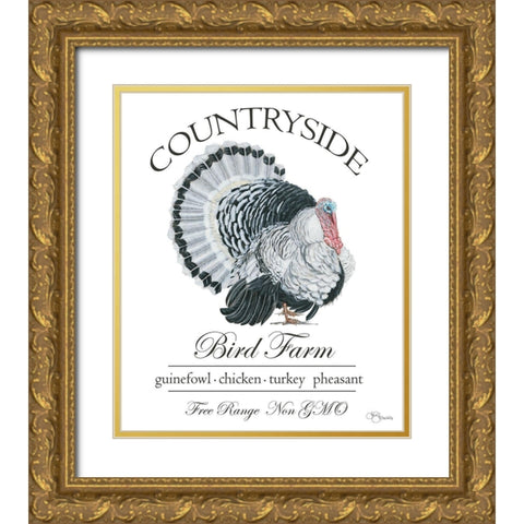 Bird Farm Gold Ornate Wood Framed Art Print with Double Matting by Holllihocks Art