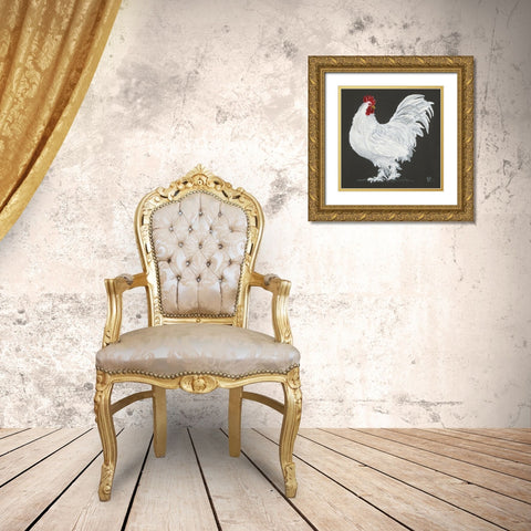 Rooster    Gold Ornate Wood Framed Art Print with Double Matting by Hollihocks Art