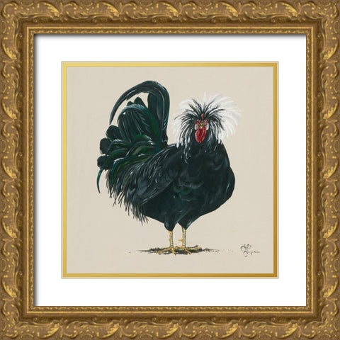 Chicken     Gold Ornate Wood Framed Art Print with Double Matting by Hollihocks Art