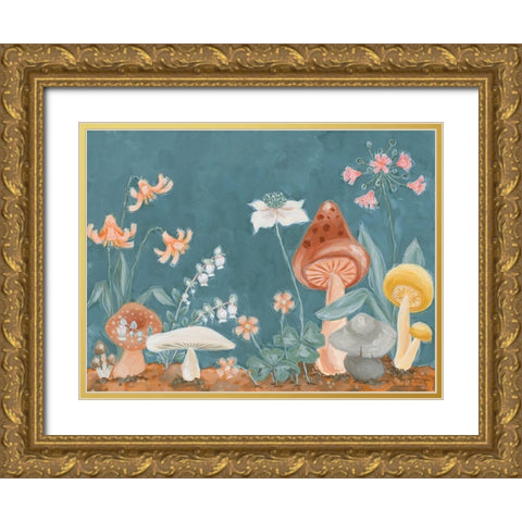 Many Mushrooms  Gold Ornate Wood Framed Art Print with Double Matting by Hollihocks Art