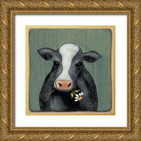 Miss Daisy Gold Ornate Wood Framed Art Print with Double Matting by Hilliker, Lisa