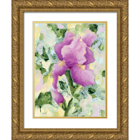 Purple Iris Gold Ornate Wood Framed Art Print with Double Matting by Holden, Jennifer
