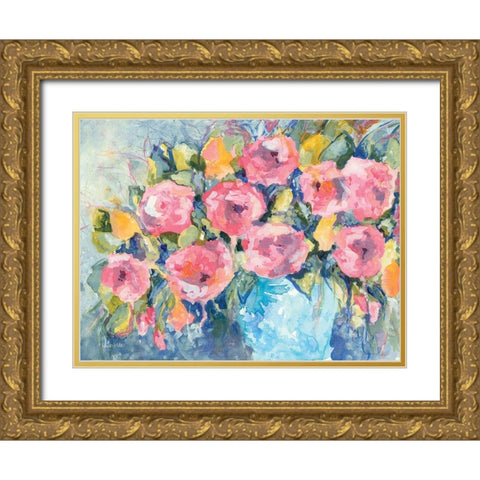 Cheerful Bouquet Gold Ornate Wood Framed Art Print with Double Matting by Holden, Jennifer