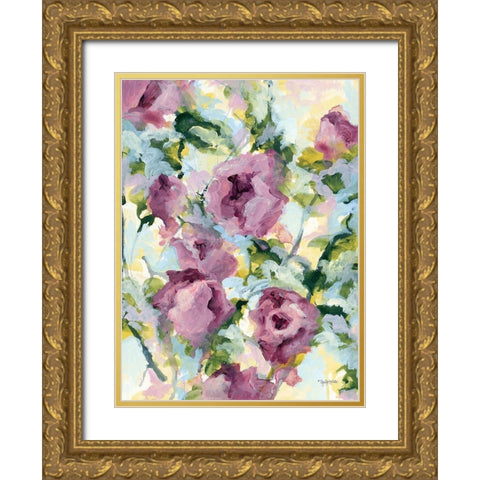 Abstract Floral Gold Ornate Wood Framed Art Print with Double Matting by Holden, Jennifer