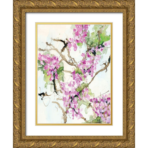 Wisteria in Bloom Gold Ornate Wood Framed Art Print with Double Matting by Holden, Jennifer