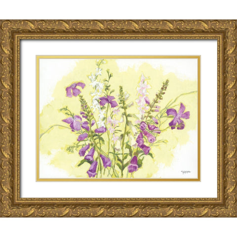 Purple Flowers Gold Ornate Wood Framed Art Print with Double Matting by Holden, Jennifer