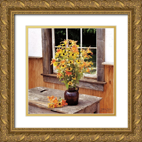 Wildflower Window Gold Ornate Wood Framed Art Print with Double Matting by Hoover, Irvin