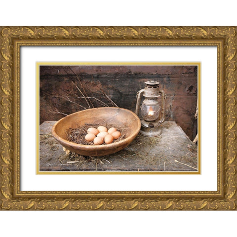 Egg Bowl Gold Ornate Wood Framed Art Print with Double Matting by Hoover, Irvin