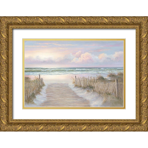 Sunrise Walk Gold Ornate Wood Framed Art Print with Double Matting by Janisse, Georgia
