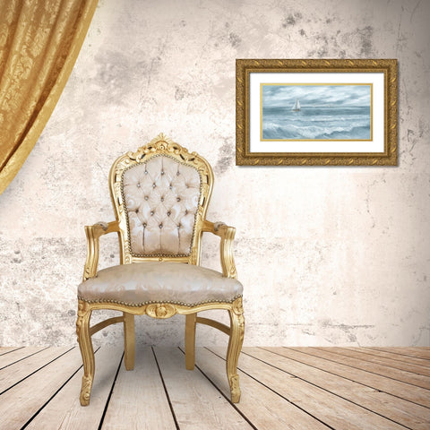 Three Sailboats Gold Ornate Wood Framed Art Print with Double Matting by Janisse, Georgia