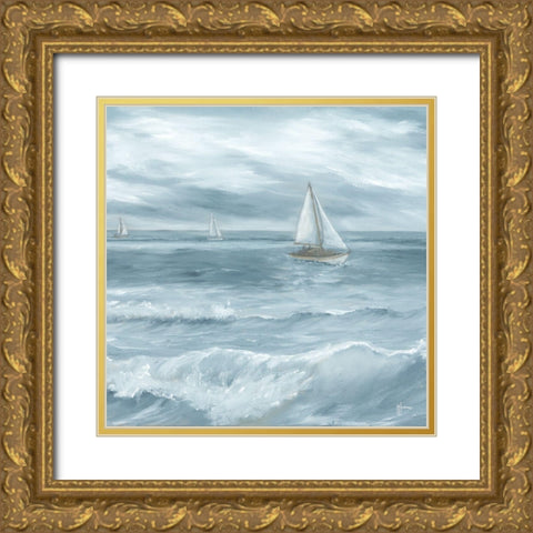 Three Sailboats     Gold Ornate Wood Framed Art Print with Double Matting by Janisse, Georgia