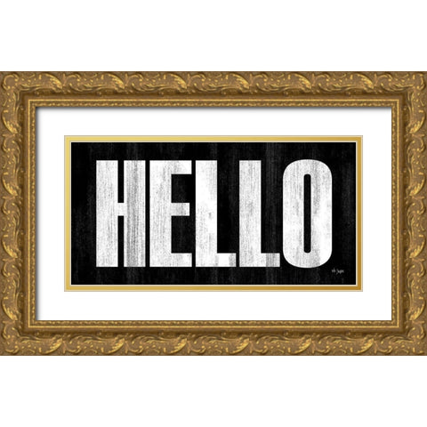 HELLO Gold Ornate Wood Framed Art Print with Double Matting by Jaxn Blvd.