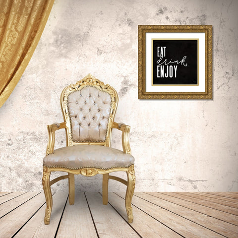 Eat-Drink-Enjoy    Gold Ornate Wood Framed Art Print with Double Matting by Jaxn Blvd.