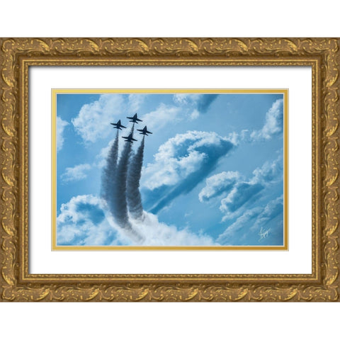 Making Clouds Gold Ornate Wood Framed Art Print with Double Matting by Spivey, Justin