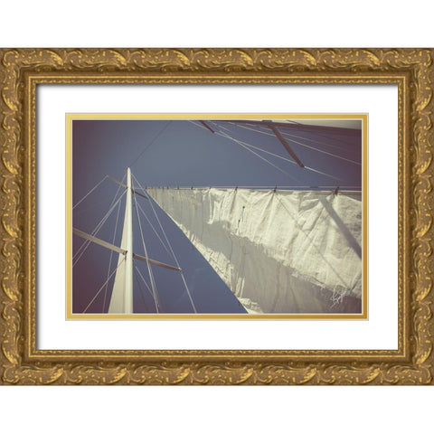 Sailing a Line Gold Ornate Wood Framed Art Print with Double Matting by Spivey, Justin