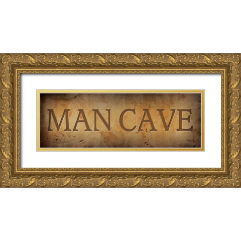Man Cave Gold Ornate Wood Framed Art Print with Double Matting by Jones, John