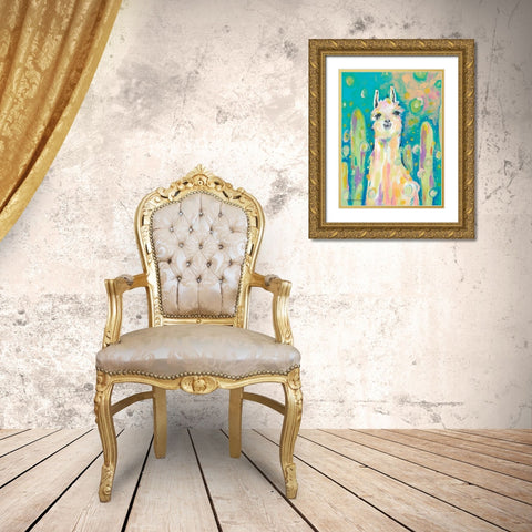 Afternoon in the Cactus Garden Gold Ornate Wood Framed Art Print with Double Matting by Mingo, Jessica