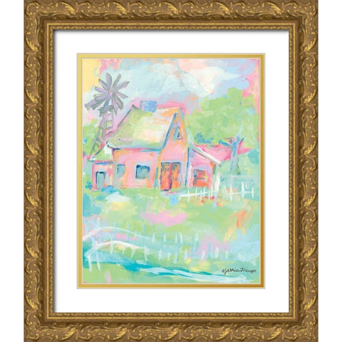 Sherbet House Gold Ornate Wood Framed Art Print with Double Matting by Mingo, Jessica