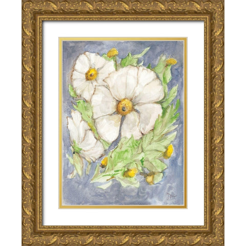 Mitilija Poppies Gold Ornate Wood Framed Art Print with Double Matting by Mingo, Jessica