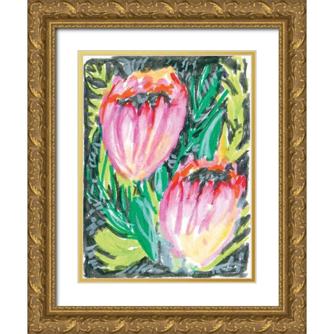 Thistles Gold Ornate Wood Framed Art Print with Double Matting by Mingo, Jessica