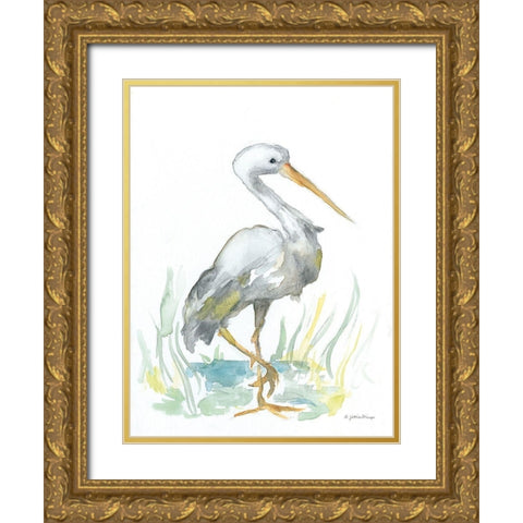 Stork Gold Ornate Wood Framed Art Print with Double Matting by Mingo, Jessica