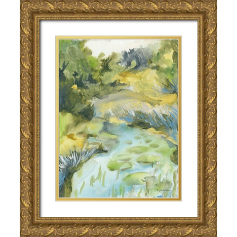 Lilypad Gold Ornate Wood Framed Art Print with Double Matting by Mingo, Jessica