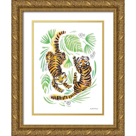 Playful Tigers Gold Ornate Wood Framed Art Print with Double Matting by Mingo, Jessica