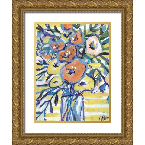 Floral Gold II Gold Ornate Wood Framed Art Print with Double Matting by Mingo, Jessica