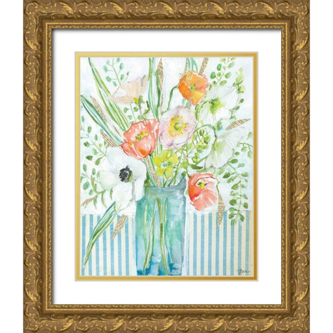 Janas Poppies Gold Ornate Wood Framed Art Print with Double Matting by Mingo, Jessica